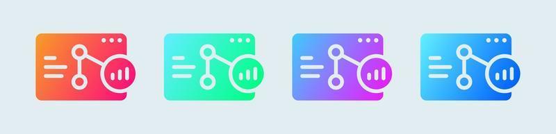 Analysis solid icon in gradient colors. Graph statistic signs vector illustration.