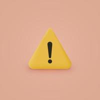 Warning message concept represented by exclamation mark icon. Exclamation 3d realistic symbol in triangle. vector