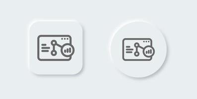 Analysis line icon in neomorphic design style. Graph statistic signs vector illustration.
