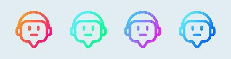 Chat bot line icon in gradient colors. Artificial support signs vector illustration.