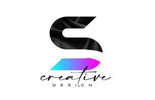 Black Silk Letter S Logo Design with Textile Material Texture and Creative Design Vector