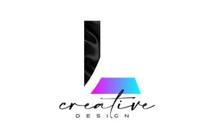Black Silk Letter L Logo Design with Textile Material Texture and Creative Design Vector