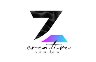 Black Silk Letter Z Logo Design with Textile Material Texture and Creative Design Vector