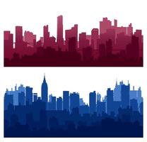 Silhouette of city structure downtown urban modern street of architecture with a building, tower, skyscraper. Cityscape skyline landscape background for business concept illustration vector