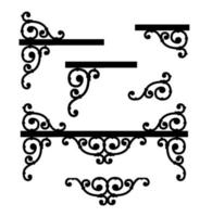 conjunto de elementos de diseño de remolino de banner de viñeta de borde decorativo remolinos patrón floral de decoración. vector