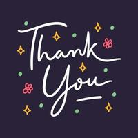 Hand Lettering thank you typography with decorative elements vector