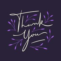 Hand Lettering thank you typography with decorative elements vector