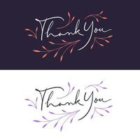 Hand Lettering thank you typography with decorative elements vector