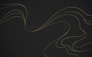 Elegant black background with abstract golden lines vector
