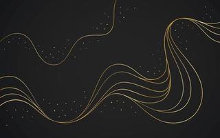 Elegant black background with abstract golden lines vector