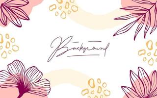 Beautiful hand drawn linear abstract floral frame background vector