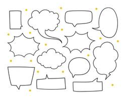Set of blank hand drawn speech bubbles. Vector illustration isolated on white background