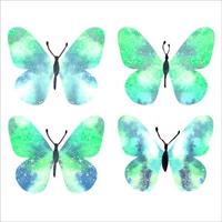 Set of watercolor butterflies, isolated vector