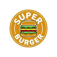 plantilla de logotipo de súper hamburguesa en estilo de diseño plano vector