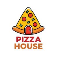 pizza house logo template in flat design style vector