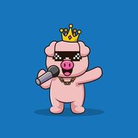 cute pig logo characters singing vector