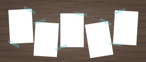 Wooden textured background with white paper for notes, class schedule, reminders. vector