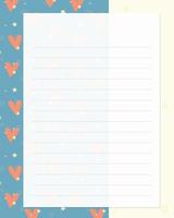 Template to do list notes reminders, lined paper with romantic heart star blue pattern. To do list, reminders, blank, planners. vector