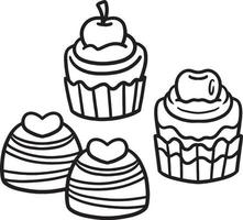 Cupcakes Isolated Coloring Page for Kids vector