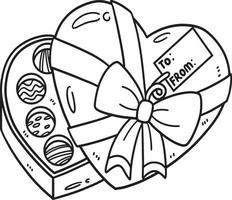 Heart Chocolates Box Isolated Coloring Page vector