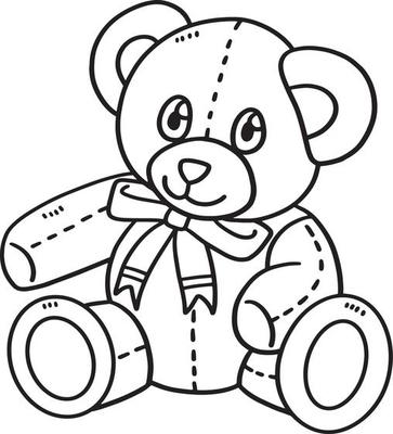 Teddy Bear Coloring Page Vector Art