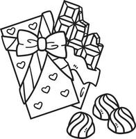 Chocolates Candy Wrap Isolated Coloring Page vector