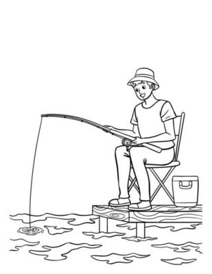 Fishing Isolated Coloring Page for Kids 12697788 Vector Art at Vecteezy