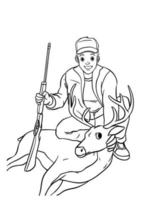 Deer Hunting Isolated Coloring Page for Kids vector