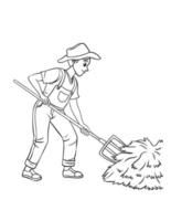 Farmer Isolated Coloring Page for Kids vector
