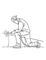 Welder Isolated Coloring Page for Kids vector