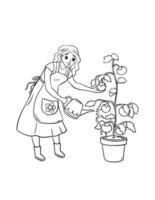 Gardening Isolated Coloring Page for Kids vector