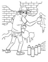 Graffiti Artist Coloring Page for Kids vector