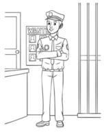 Policeman Coloring Page for Kids vector