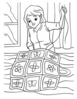 Quilter Coloring Page for Kids vector