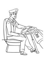Bus Driver Isolated Coloring Page for Kids vector