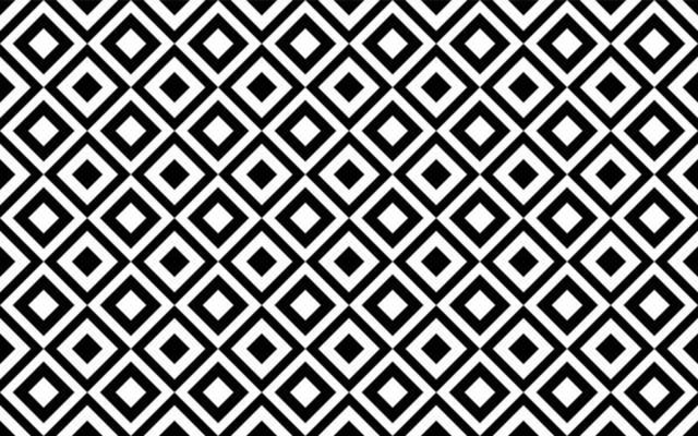 Black and white seamless vector geometric pattern. Monochrome repeating pattern. Optical abstract background with squares rotated by 45 degrees.