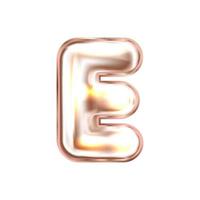 Perl pink foil inflated alphabet symbol, isolated letter E vector