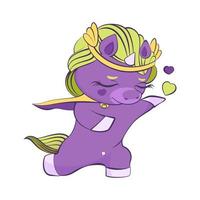 Cute little purple unicorn prince in love vector