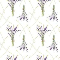 Lavender bouquet ans wheat pattern vector