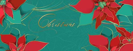 Christmas Silk Poinsettia social network green header vector