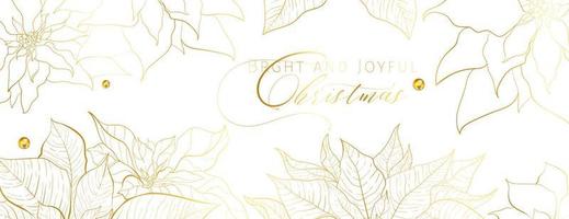 Christmas Golden Poinsettia social network white head banner vector