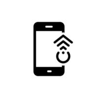 Swipe on Smartphone Silhouette Icon. Gesture Up on Mobile Phone Display Glyph Pictogram. Touch Screen in Cellphone. Scroll Up in Digital Electronic Device Touchscreen. Isolated Vector Illustration.