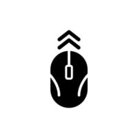 Mouse PC Scroll Up Silhouette Icon. Computer Mouse Move Arrow Top Swipe Glyph Pictogram. Technology Wireless Computer Tool for Internet Icon. Cursor Scroll Up Sign. Isolated Vector Illustration.