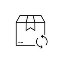 Exchange Package of Delivery Service Line Icon. Arrow Back Shipping Return Goods Symbol. Return Parcel Box Outline Pictogram. Refund Product in Box. Editable Stroke. Isolated Vector Illustration.