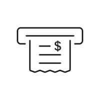 pago por compra icono de línea de precio total de factura en papel financiero. Recibo de dinero de pago por pictograma de esquema de impuestos. documento financiero con signo de dólar. trazo editable. ilustración vectorial aislada. vector