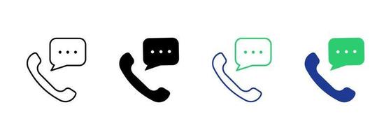 Handset Call Message Silhouette and Line Icon. Telephone with Speech Bubble Pictogram. Web Hotline Contact Phone Receiver Customer Service Icon. Editable Stroke. Isolated Vector Illustration.