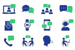 Community People Talk on Online Conference Collaboration Glyph Pictogram. Person Text Message in Chat, Interview Talk, Communication Speech Bubble Silhouette Icon Set. Isolated Vector Illustration.