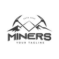 Mountain Pickaxe Simple Logo Vector Design Illustration Vintage, Mining Concept With Silhouette