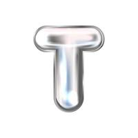 Silver perl foil inflated alphabet symbol, letter T vector