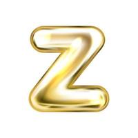 Golden foil inflated alphabet symbol, isolated letter Z vector